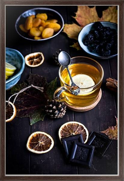 Постер Лимонный чай с горьким шоколадом с типом исполнения На холсте в раме в багетной раме 221-02