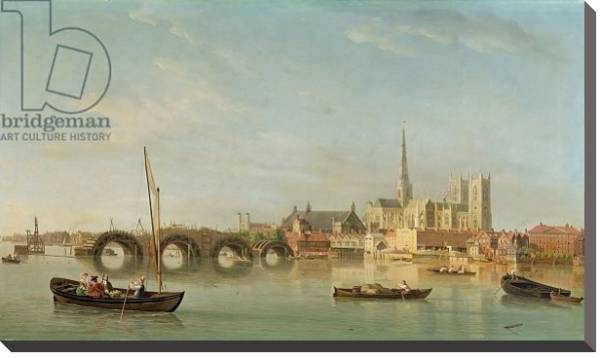 Постер The Building of Westminster Bridge with an imaginary view of Westminster Abbey, c.1742 с типом исполнения На холсте без рамы