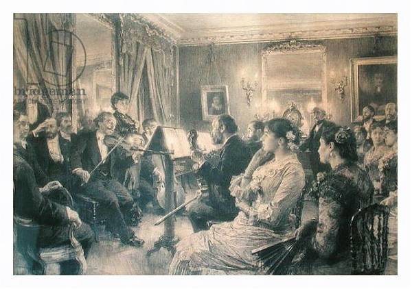 Постер The Quartet or The Musical Evening at the House of Amaury Duval, 1881 с типом исполнения На холсте в раме в багетной раме 221-03