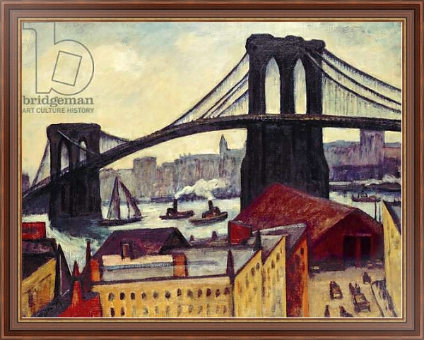 Постер View of Brooklyn Bridge с типом исполнения На холсте в раме в багетной раме 35-M719P-83