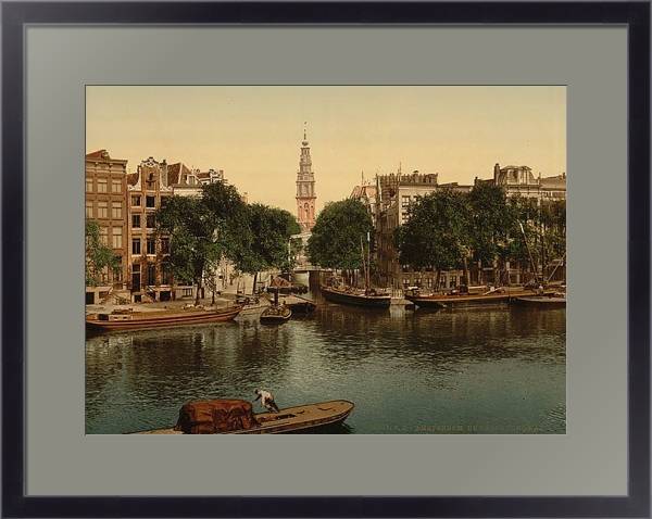 Постер Нидерланды. Амстердам, канал Groenburgwal с типом исполнения Под стеклом в багетной раме 221-01
