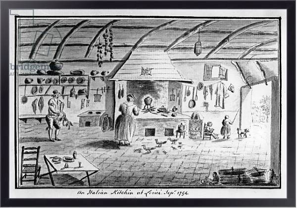 Постер View of an Italian kitchen at Lerici, September 1754 с типом исполнения На холсте в раме в багетной раме 221-01
