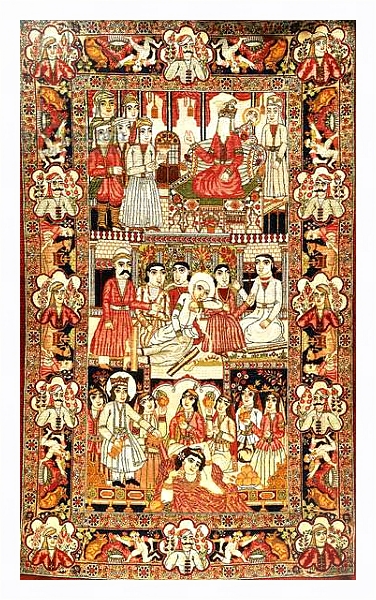 Постер An antique pictorial Kirman rug, с типом исполнения На холсте в раме в багетной раме 221-03