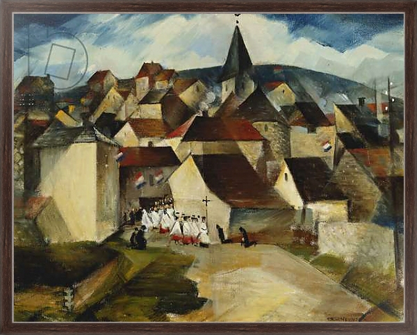 Постер A Village Procession, France, c.1923 с типом исполнения На холсте в раме в багетной раме 221-02