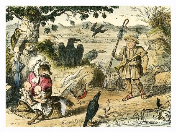 Постер Romulus and Remus discovered by a gentle shepherd с типом исполнения На холсте в раме в багетной раме 221-03