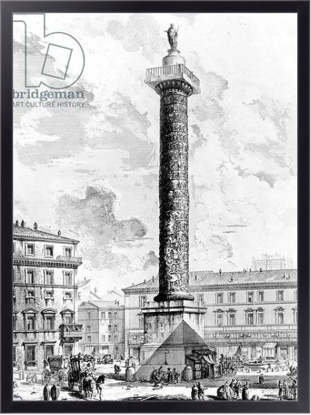 Постер View of the Column of Marcus Aurelius in the Piazza Colonna, from the 'Views of Rome' series, c.1760 с типом исполнения На холсте в раме в багетной раме 221-01