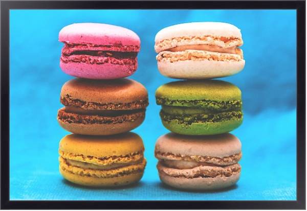 Постер Разноцветное печенье макарон с типом исполнения На холсте в раме в багетной раме 221-01