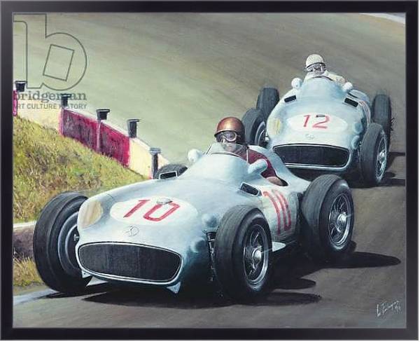 Постер Fangio and Moss in 1955, 1994 с типом исполнения На холсте в раме в багетной раме 221-01