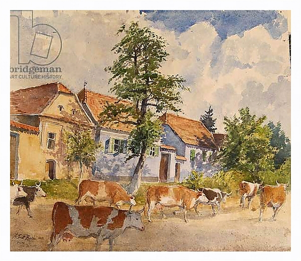 Постер Viscri House Cows, 2015 с типом исполнения На холсте в раме в багетной раме 221-03