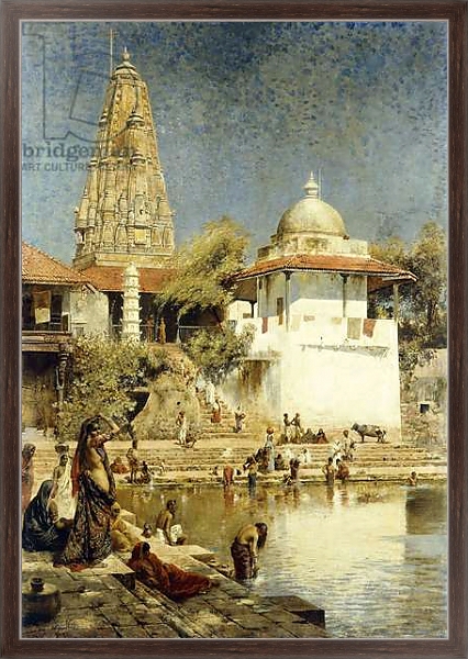 Постер The Ganges at Benares, с типом исполнения На холсте в раме в багетной раме 221-02