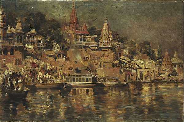Постер View of the Ghats at Benares, 1873 1 с типом исполнения На холсте без рамы