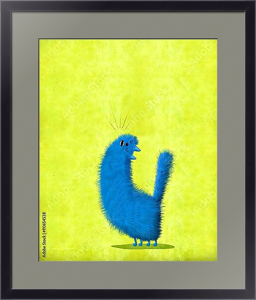 Постер Поющий синий кот с типом исполнения Под стеклом в багетной раме 221-01