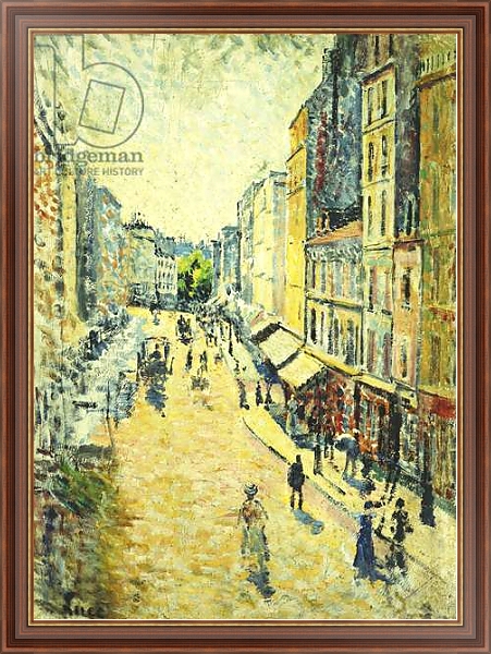Постер A Street in Abbesses; La Rue des Abesses, 1895 с типом исполнения На холсте в раме в багетной раме 35-M719P-83