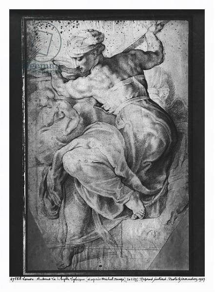 Постер The Libyan Sibyl, after Michelangelo Buonarroti с типом исполнения На холсте в раме в багетной раме 221-03
