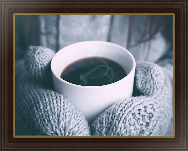 Постер Чашка согревающего кофе с типом исполнения На холсте в раме в багетной раме 1.023.151