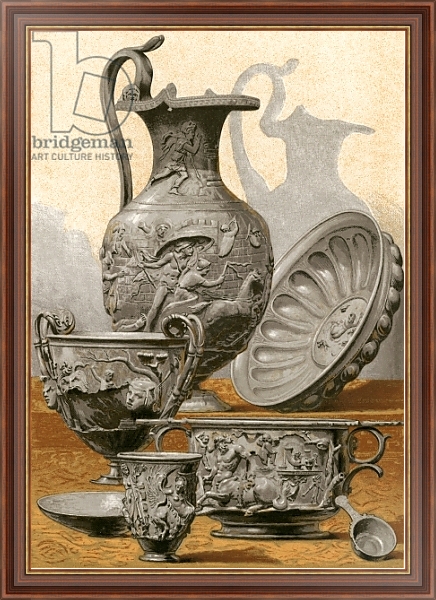 Постер Silver Vases found at Bernay с типом исполнения На холсте в раме в багетной раме 35-M719P-83