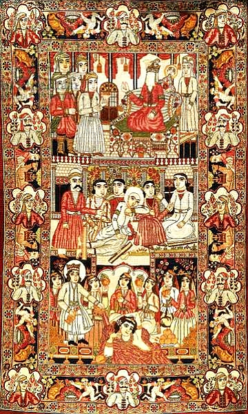 Постер An antique pictorial Kirman rug, с типом исполнения На холсте без рамы