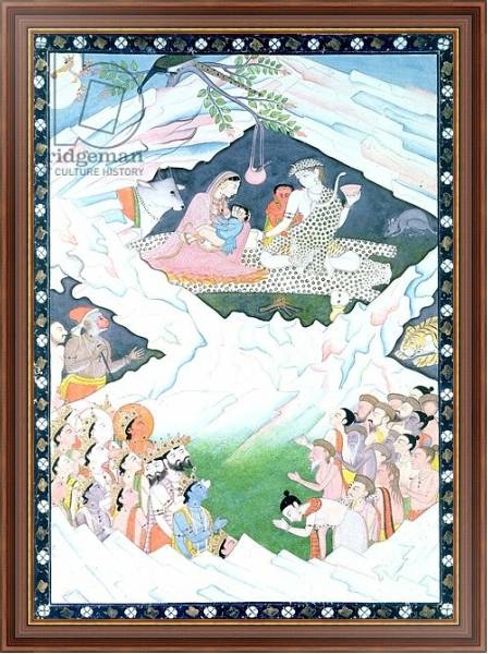 Постер The Holy Family of Shiva and Parvati on Mount Kailash с типом исполнения На холсте в раме в багетной раме 35-M719P-83