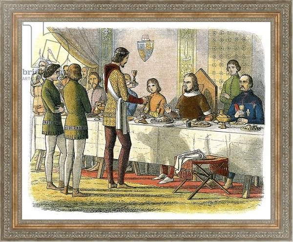 Постер Prince Edward serves king John of Artois at table after having defeated him at Poitiers с типом исполнения На холсте в раме в багетной раме 484.M48.310