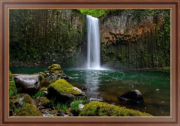 Постер Живописный водопад, обросший мхом с типом исполнения На холсте в раме в багетной раме 35-M719P-83