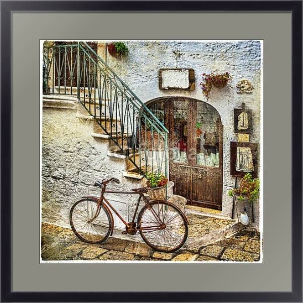 Постер Старая улочка Италии, ретро-фото с типом исполнения Под стеклом в багетной раме 221-01