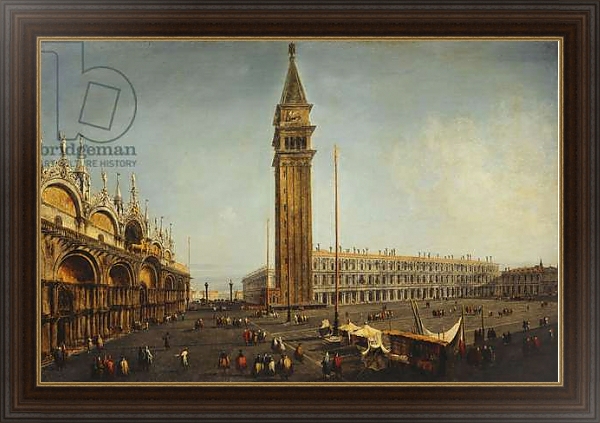 Постер The Piazza San Marco, Venice, from the Torre dell'Orologio, c.1737-9 с типом исполнения На холсте в раме в багетной раме 1.023.151
