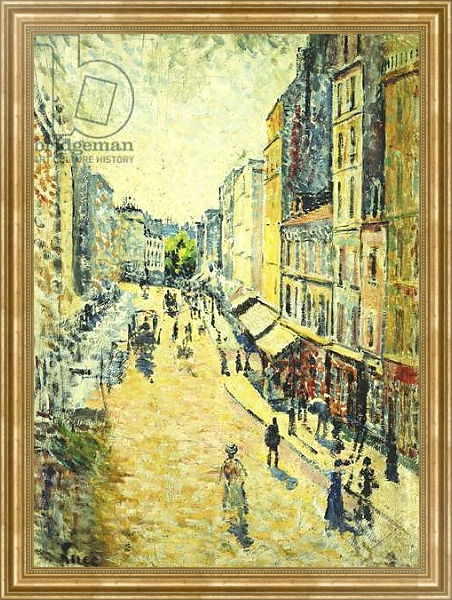 Постер A Street in Abbesses; La Rue des Abesses, 1895 с типом исполнения На холсте в раме в багетной раме NA033.1.051
