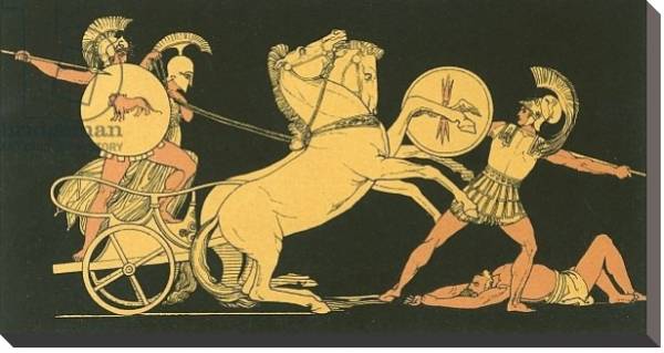 Постер Diomed casting his spear againt Ares с типом исполнения На холсте без рамы