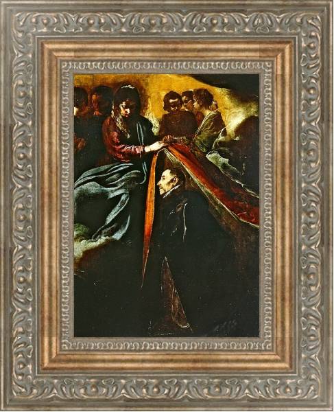 Постер The Virgin appearing to St Ildephonsus and giving him a robe с типом исполнения На холсте в раме в багетной раме 484.M48.310
