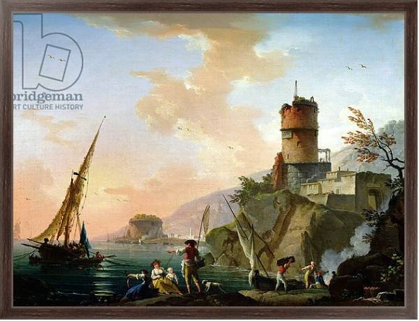Постер View of a Mediterranean port с типом исполнения На холсте в раме в багетной раме 221-02