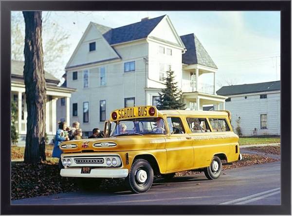 Постер Chevrolet Suburban School Bus '1959 с типом исполнения На холсте в раме в багетной раме 221-01