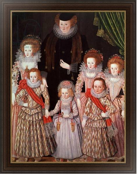 Постер The Tasburgh Group: Lettice Cressy, Lady Tasburgh of Bodney, Norfolk and her Children, c.1605 с типом исполнения На холсте в раме в багетной раме 1.023.151