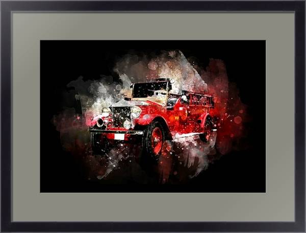 Постер Рисунок красного автомобиля с типом исполнения Под стеклом в багетной раме 221-01