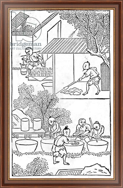 Постер Washing the clay, from a series of illustrations of the manufacture of china с типом исполнения На холсте в раме в багетной раме 35-M719P-83