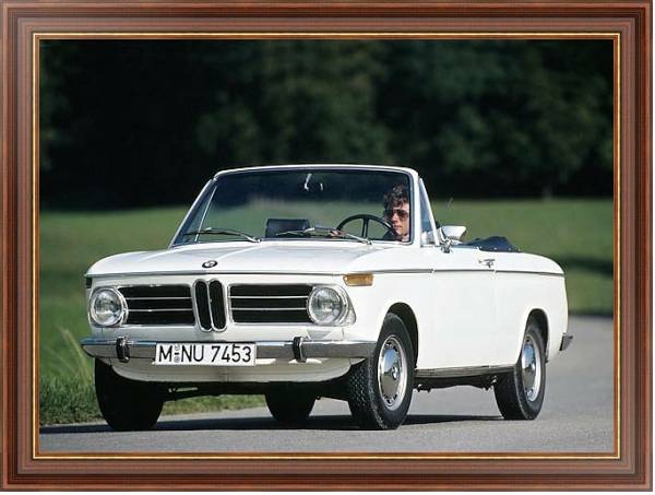 Постер BMW 1600-2 Cabriolet (E10) '1967–71 с типом исполнения На холсте в раме в багетной раме 35-M719P-83