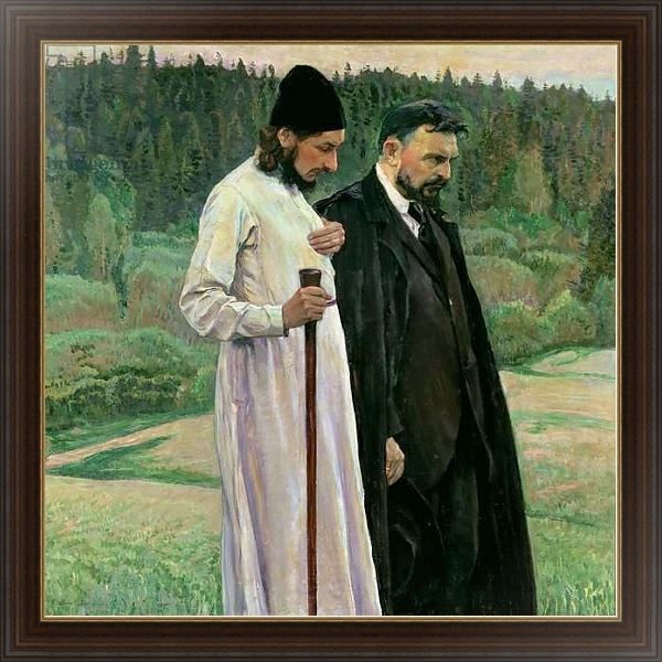 Постер The Philosophers: Portrait of Sergei Nikolaevich Bulgakov and Pavel Aleksandrovich Florensky, 1917 с типом исполнения На холсте в раме в багетной раме 1.023.151