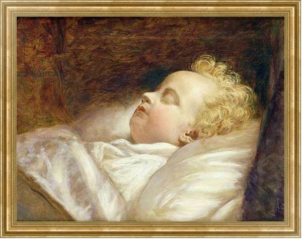 Постер Young Frederick Asleep at Last c.1855 с типом исполнения На холсте в раме в багетной раме NA033.1.051