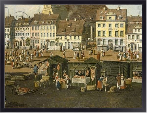 Постер The New Market in Berlin with the Marienkirche c.1770 с типом исполнения На холсте в раме в багетной раме 221-01
