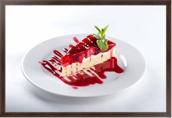 Постер Кусок ягодного торта с типом исполнения На холсте в раме в багетной раме 221-02