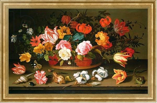 Постер Basket of flowers, 1625 с типом исполнения На холсте в раме в багетной раме NA033.1.051