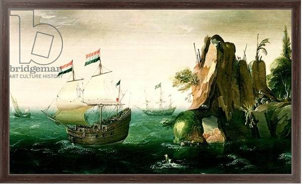 Постер A Dutch Merchant Ship off a Rocky Coast с типом исполнения На холсте в раме в багетной раме 221-02