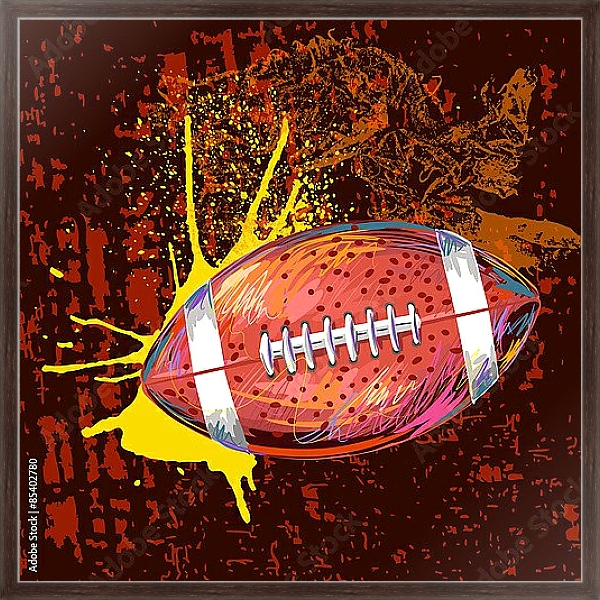 Постер Мяч для регби с типом исполнения На холсте в раме в багетной раме 221-02