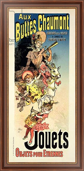 Постер Reproduction of a poster advertising 'New Year Gifts at the Buttes Chaumont', Boulevard de la Villette, Paris, 1889 с типом исполнения На холсте в раме в багетной раме 35-M719P-83