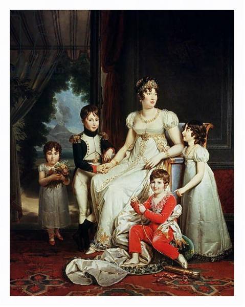Постер Caroline Bonaparte and her Children с типом исполнения На холсте в раме в багетной раме 221-03
