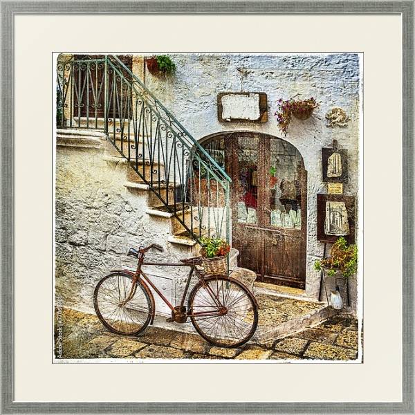 Постер Старая улочка Италии, ретро-фото с типом исполнения Под стеклом в багетной раме 1727.2510