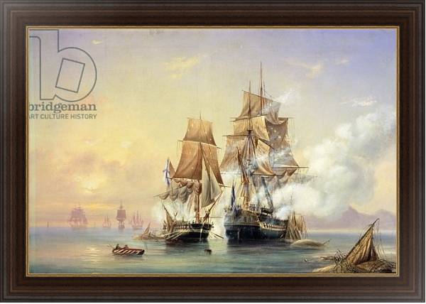 Постер The Russian Cutter Mercury captures the Swedish frigate Venus on 21st May 1789, 1845 с типом исполнения На холсте в раме в багетной раме 1.023.151