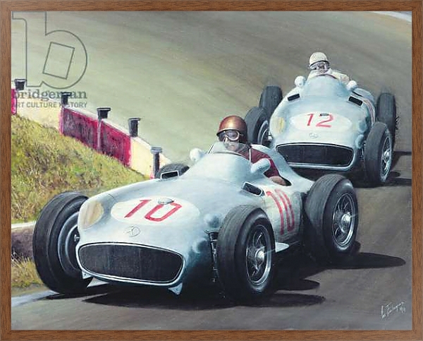 Постер Fangio and Moss in 1955, 1994 с типом исполнения На холсте в раме в багетной раме 1727.4310