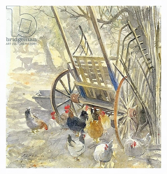 Постер Chickens under Majorcan Cart, 1994 с типом исполнения На холсте в раме в багетной раме 221-03