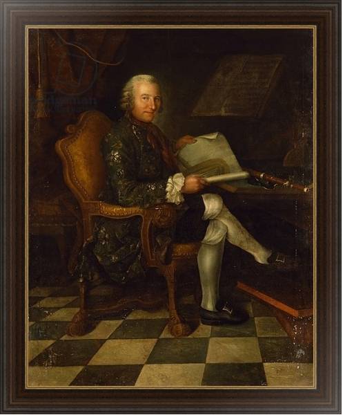 Постер Isaac Egmont von Chasot at his Desk, 1750 с типом исполнения На холсте в раме в багетной раме 1.023.151