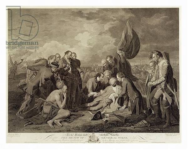 Постер The Death of General Wolfe, engraved by William Woollett c.1776 с типом исполнения На холсте в раме в багетной раме 221-03